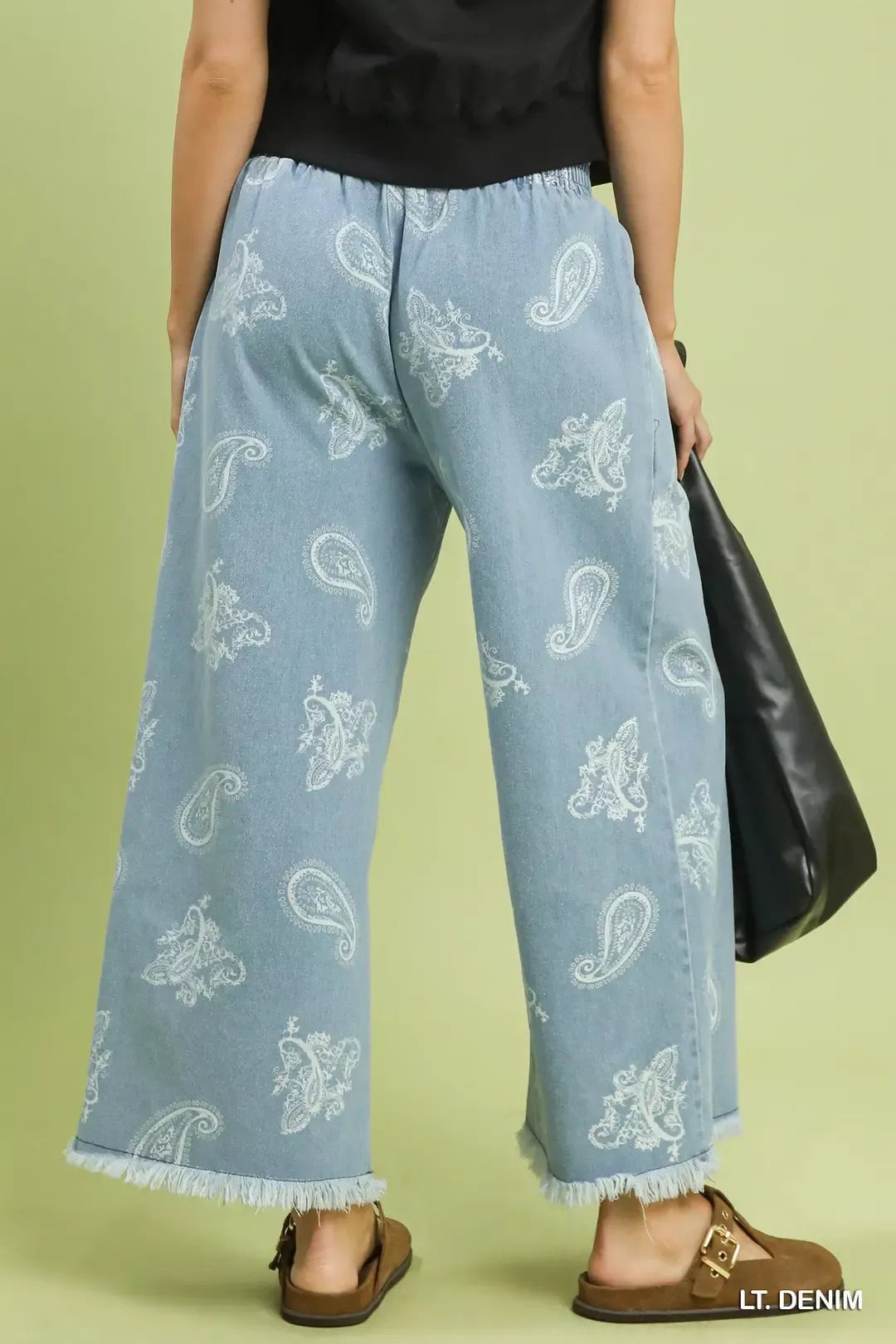Umgee Denim Paisley Wide-Leg Pants - Glamourous Grace