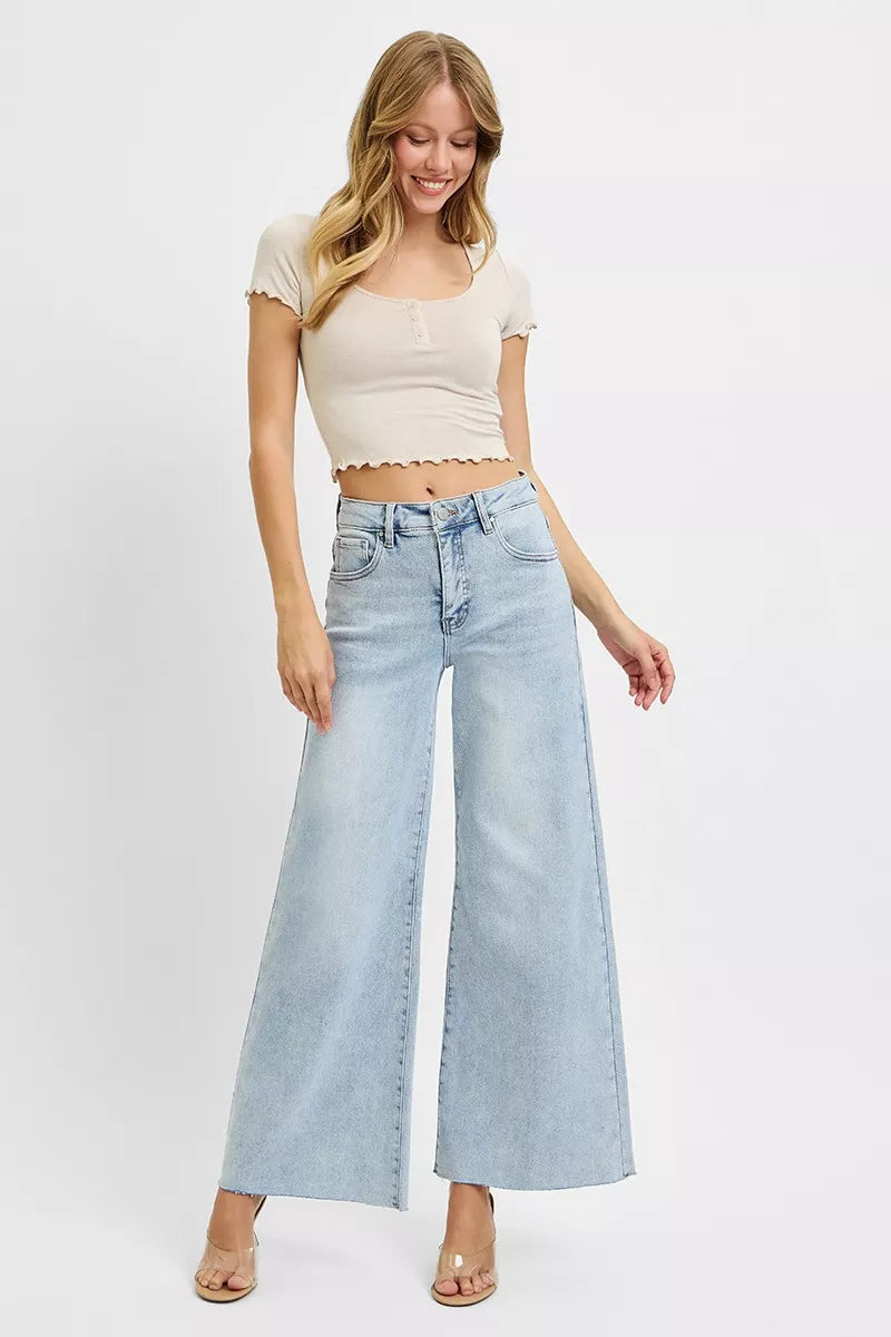 RISEN High Rise Ankle Wide Palazzo Jeans