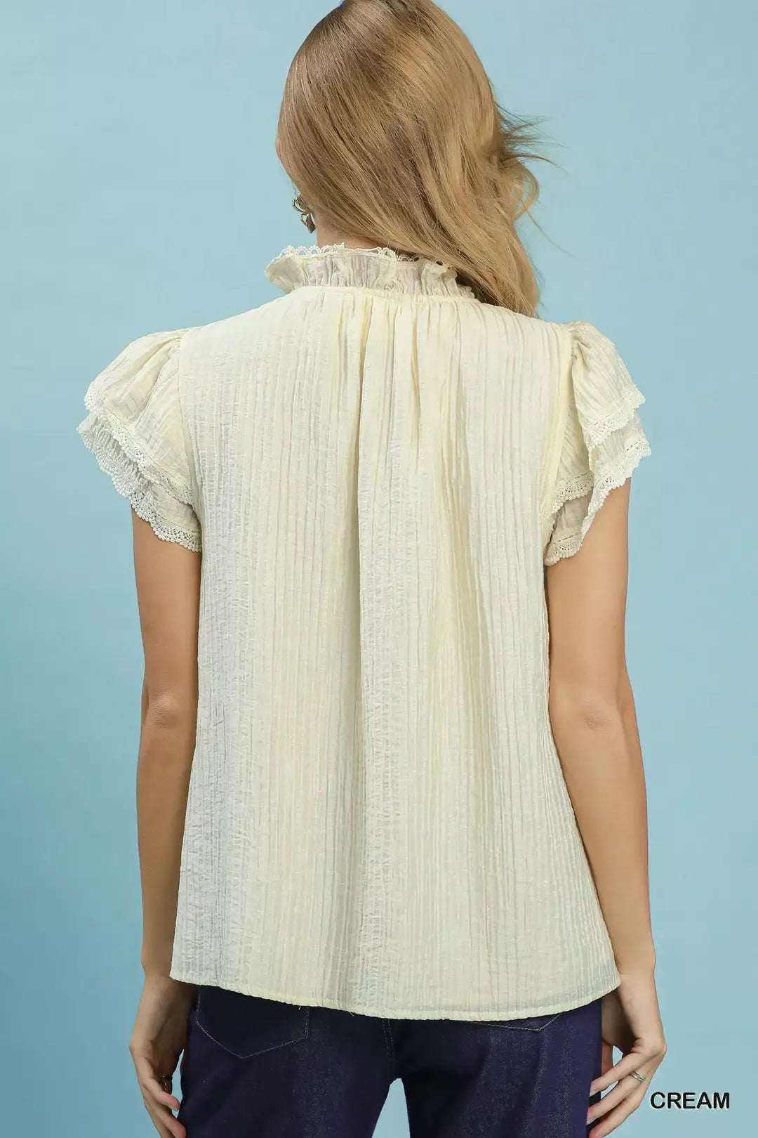 Umgee Lace Trim Ruffle Top - Glamourous Grace