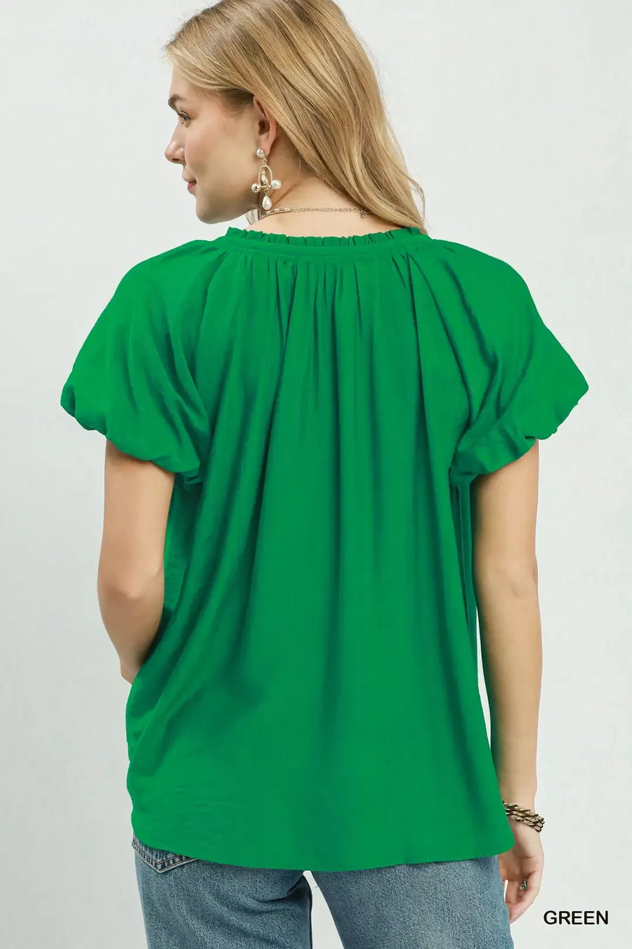 Umgee Gathered V-Neck Top - Glamourous Grace