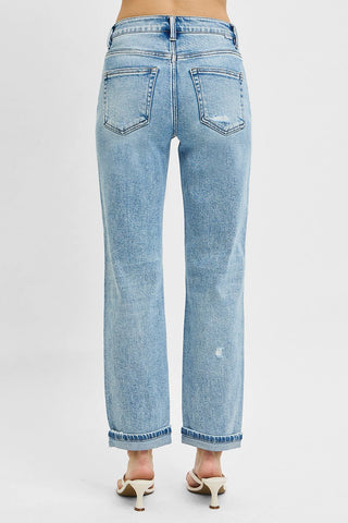 RISEN Full Size High Rise Ankle Boyfriend Distressed Jeans Plus Size