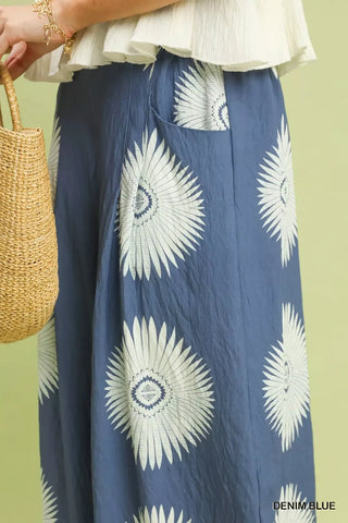 Umgee Abstract Border Print Wide Leg Pants - Glamourous Grace