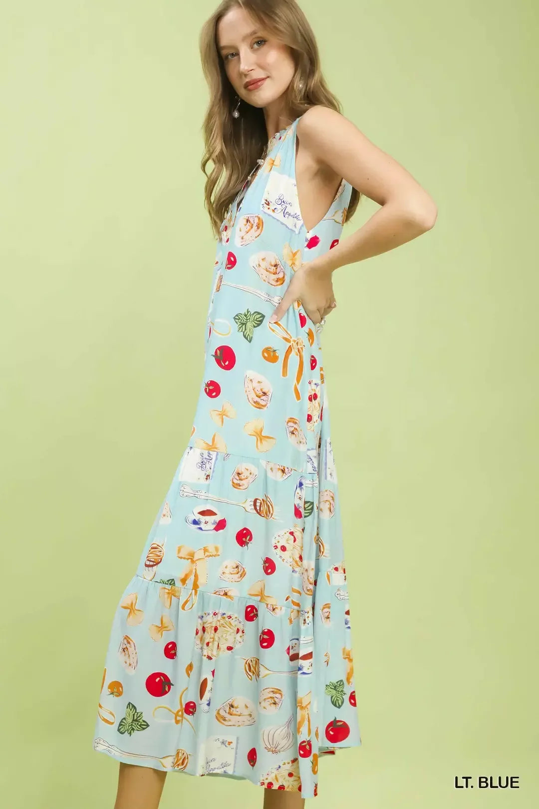 Umgee Abstract Print Tiered Halter Midi Dress - Glamourous Grace