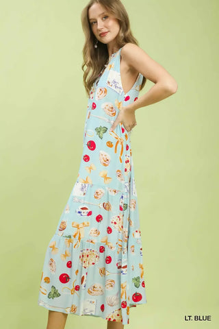 Umgee Abstract Print Tiered Halter Midi Dress - Glamourous Grace