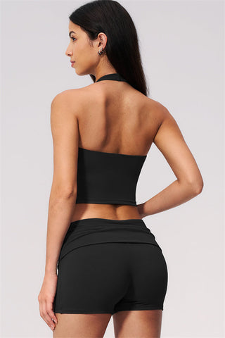 The Twirl Wide Strap Halter Crop Top