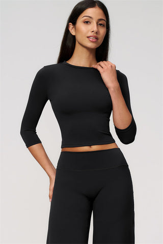 The Natalia Half-Sleeve Top Wide-Leg Crop 2-Piece Set