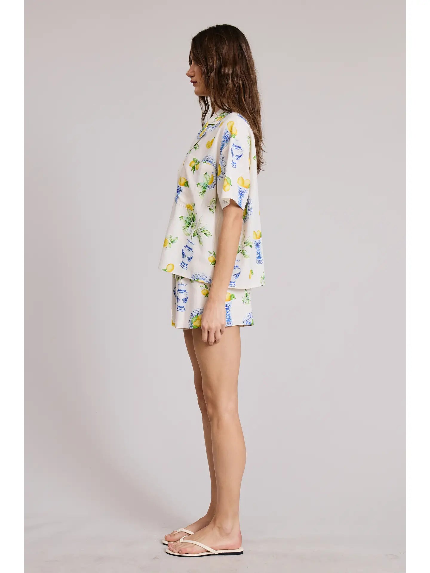 Italia Lemon Button Down Top - Glamourous Grace