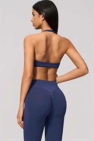 The Velvetine Halter Sports Bra Flared Leggings 2-Piece Set