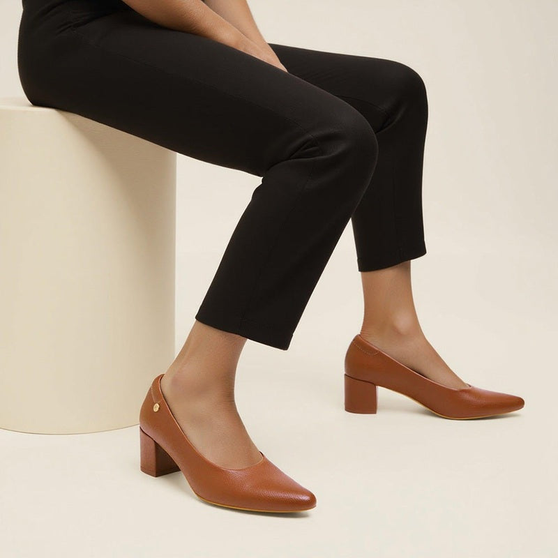 Maddie - Brown Block Heels - Glamourous Grace