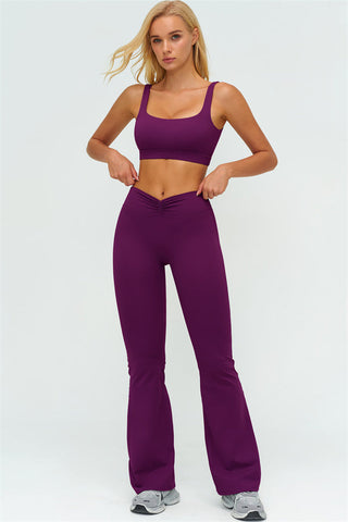 The Lushness V-Back Sports Bra Flared Leggings 2-Piece Set