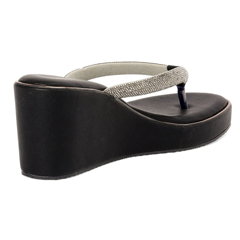 Ivanna – Black Thong Wedges - Glamourous Grace