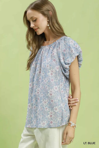 Umgee Floral Puff Sleeve Blouse - Glamourous Grace