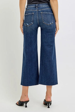 RISEN High Rise Crop Wide Button Up Jeans