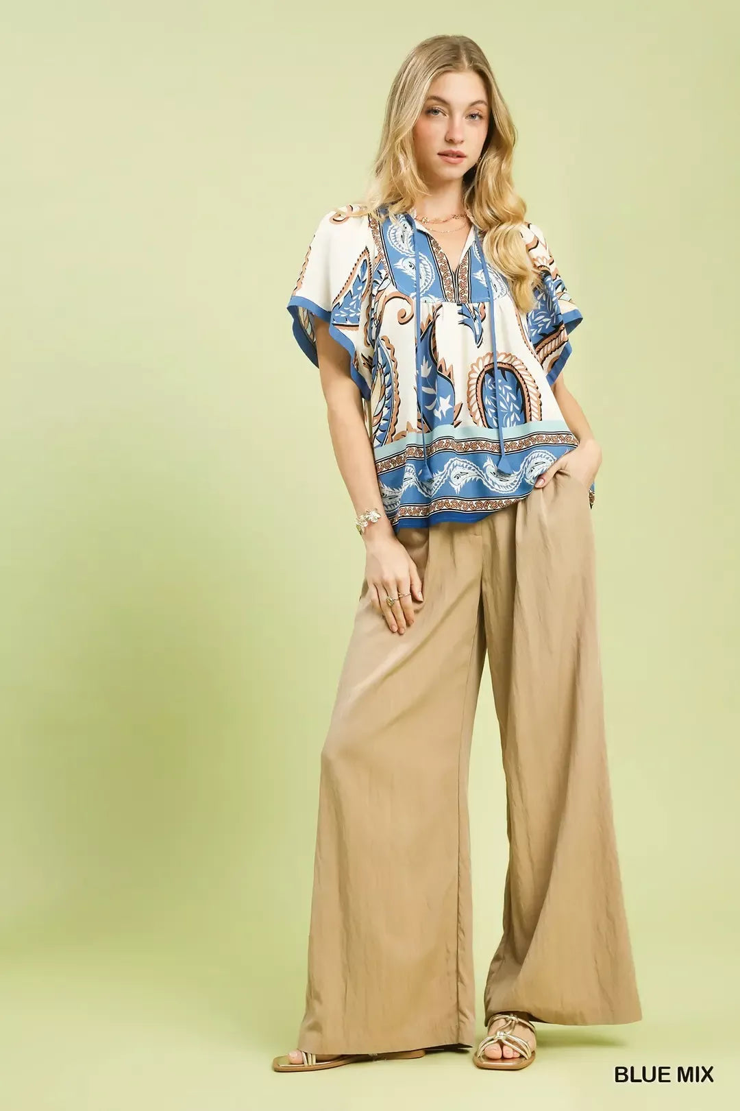 Umgee Mix Paisley Border Print Tassel Top - Glamourous Grace