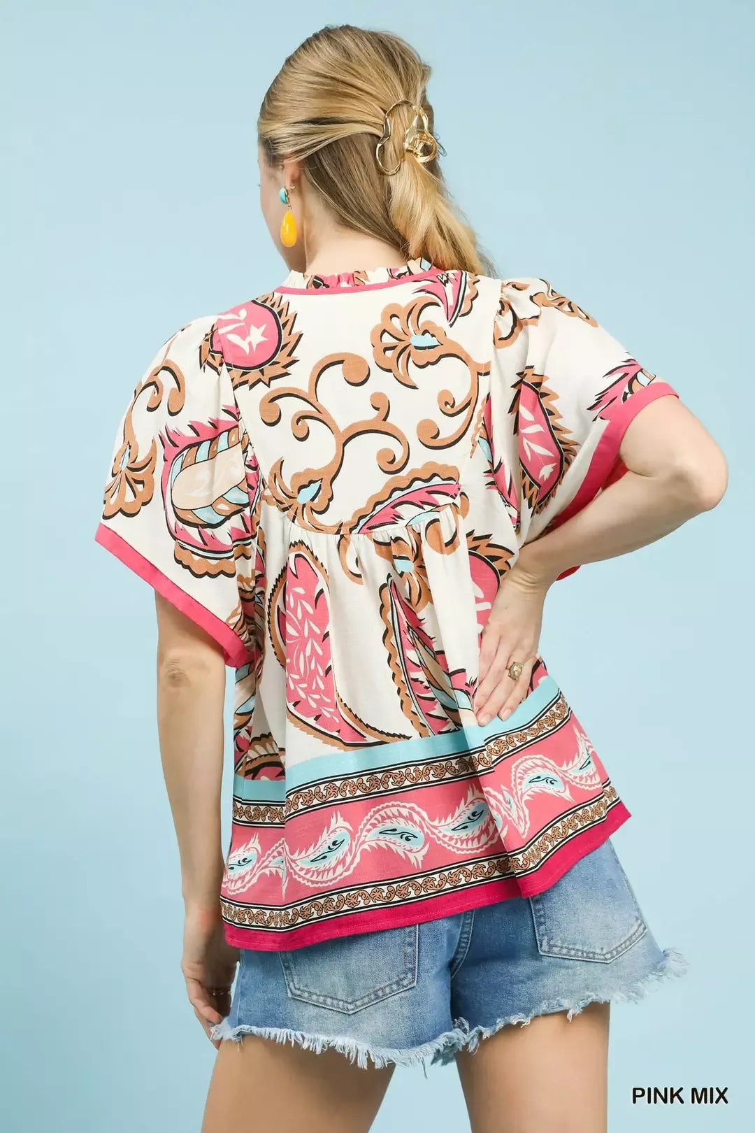 Umgee Mix Paisley Border Print Tassel Top - Glamourous Grace