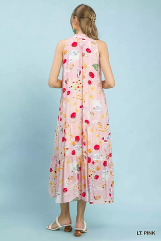 Umgee Abstract Print Tiered Halter Midi Dress - Glamourous Grace