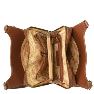 Heritage Leather Triple Compartment Satchel - 7001