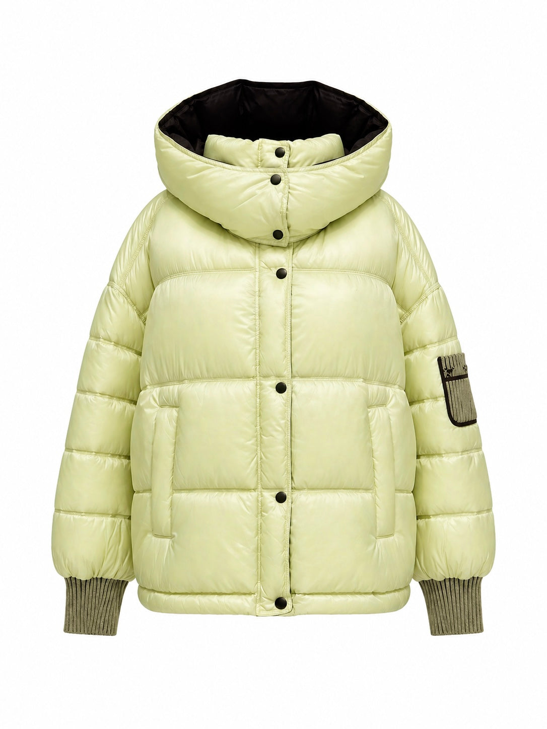 Reversible Hooded Bio-Down Jacket in Lemon/Chocolate
