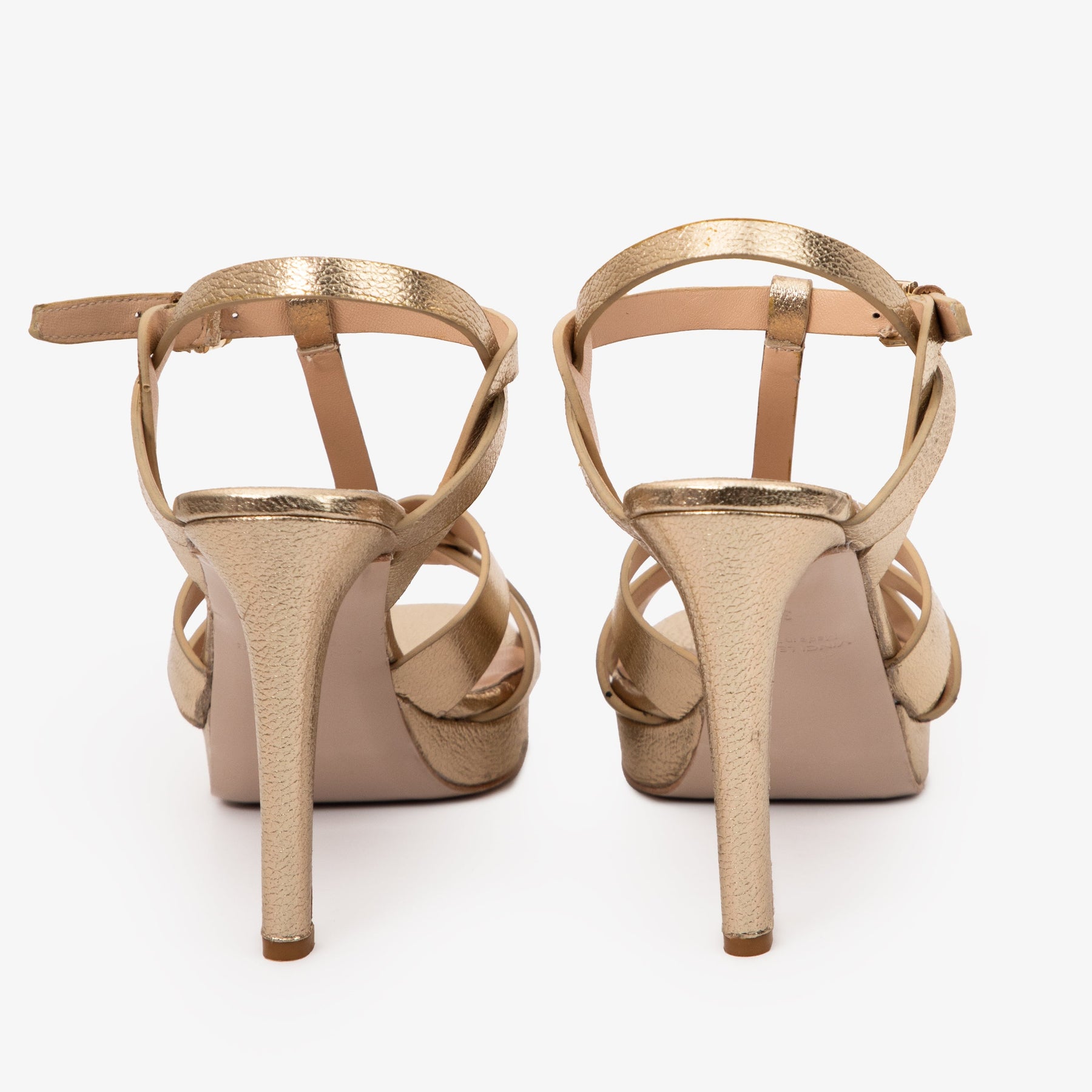 The Parisian Gold Leather T-Strap Platform Heel Women Sandal - Glamourous Grace