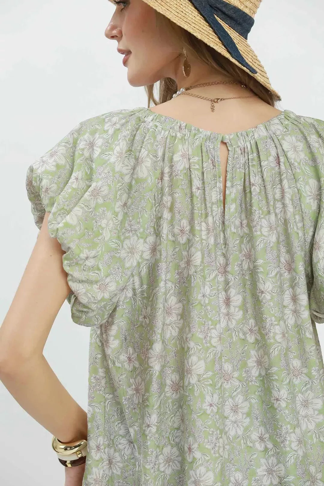 Umgee Floral Puff Sleeve Blouse - Glamourous Grace