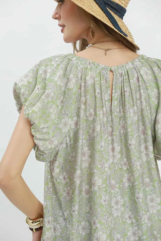 Umgee Floral Puff Sleeve Blouse - Glamourous Grace