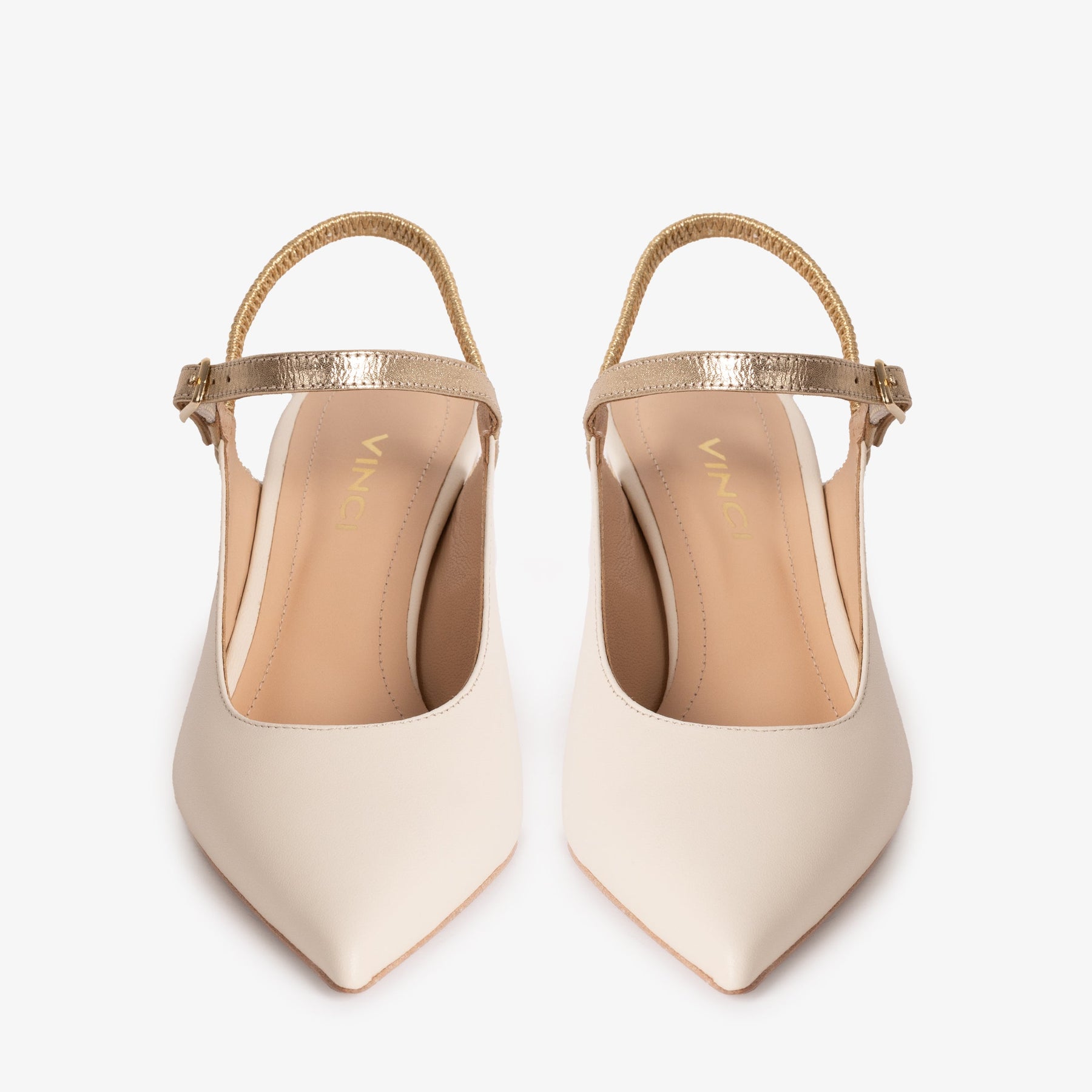 The Pompei Cream Leather Slingback Women Sandal - Glamourous Grace