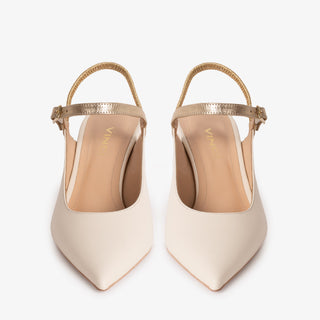 The Pompei Cream Leather Slingback Women Sandal - Glamourous Grace