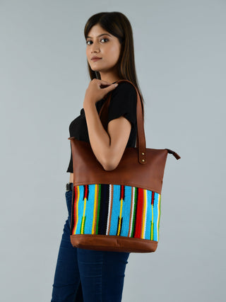 Multicoloured Leather Tote Bag - Glamourous Grace
