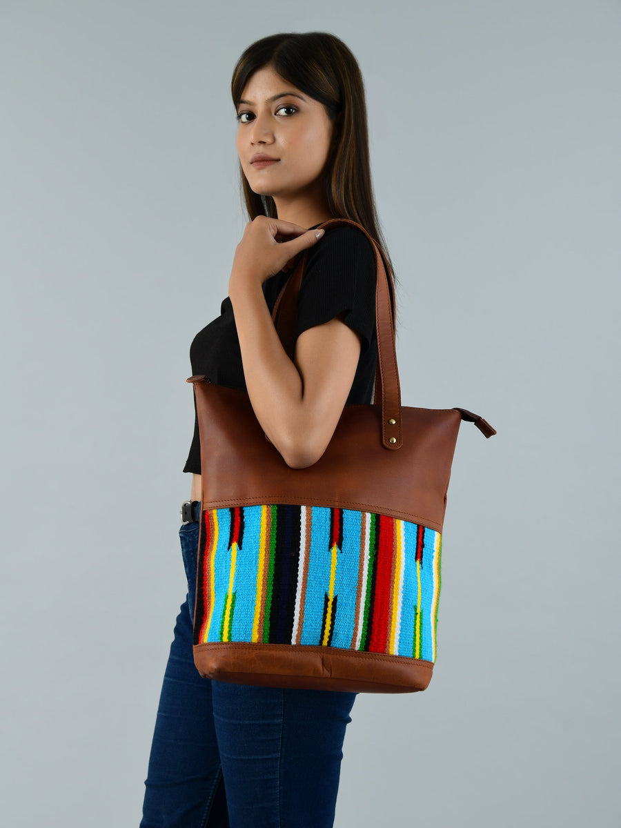 Multicoloured Leather Tote Bag - Glamourous Grace