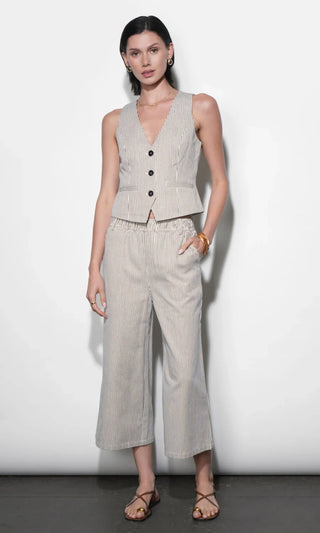 Alice Canvas Ivory & Black Stripe Wide Leg Culottes