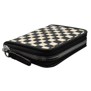 CHECKERBOARD ZIP AROUND WALLET