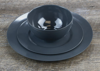 6pc Melamine Dinner Plate Set, Charcoal