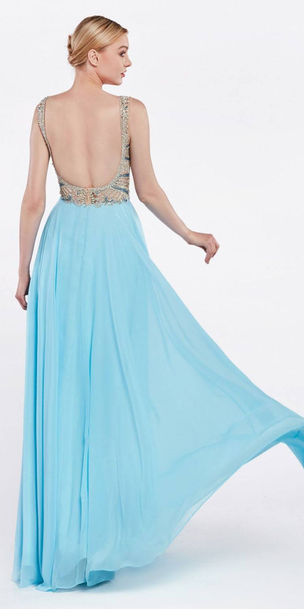 Cinderella Divine 71190 Long Dress Beaded Top Open Back - Glamourous Grace