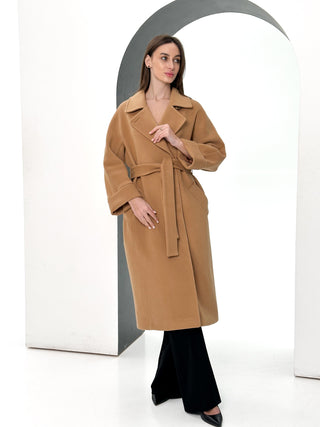 Monique Tailored Cashmere Wool Blend Coat in Bluff