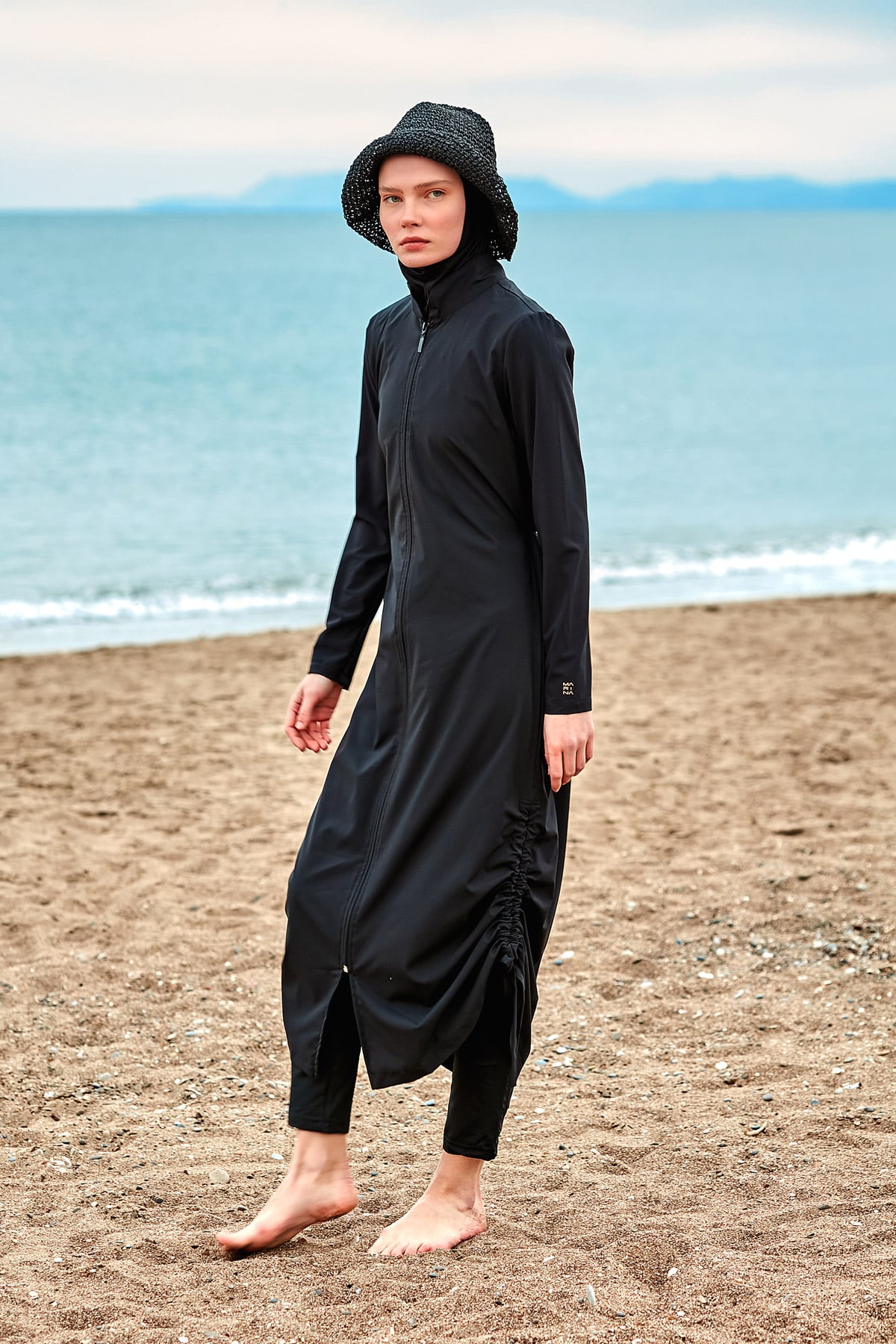 Woven Black Burkini Modest Swimwear M2415 - Glamourous Grace