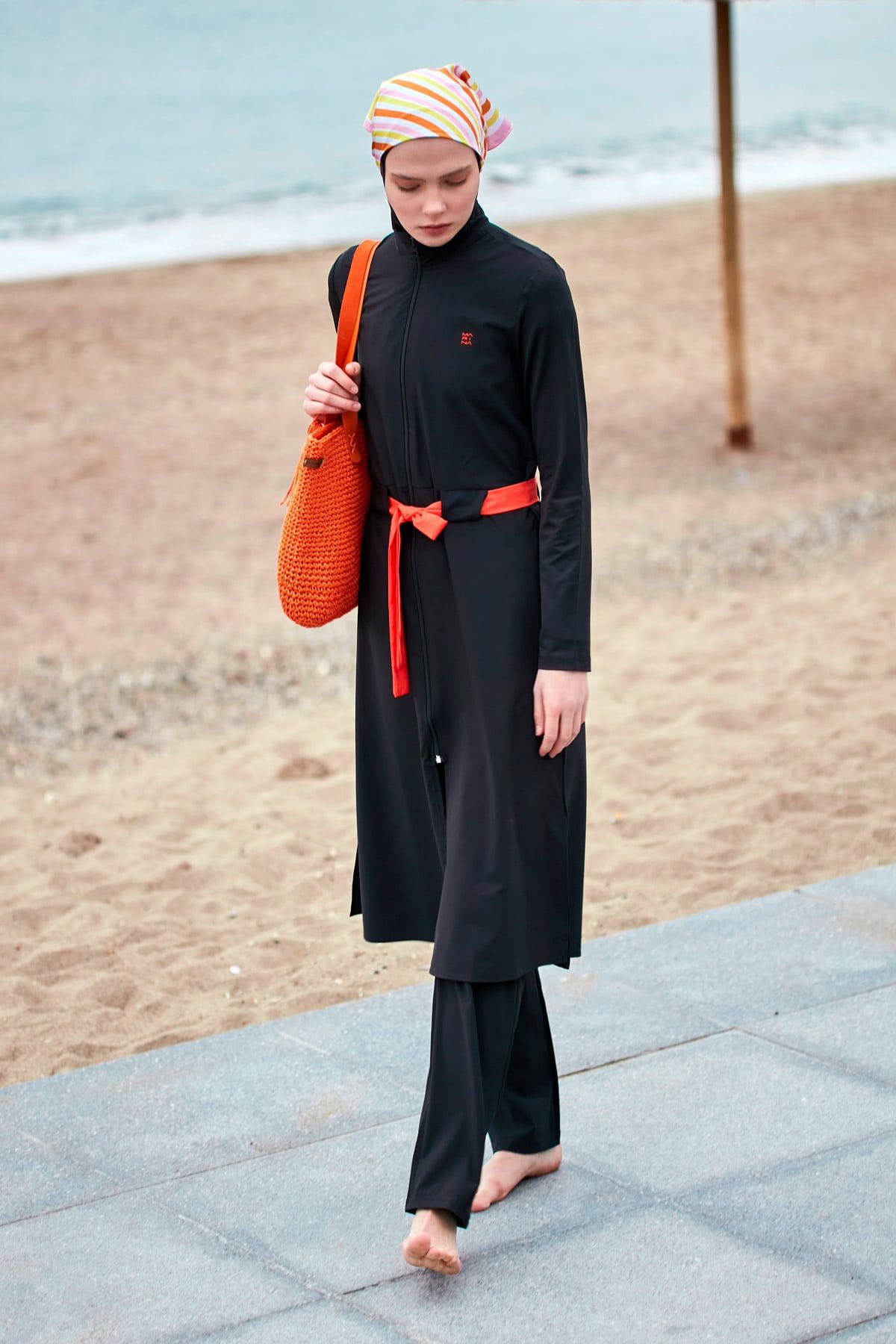 Woven Black Burkini Modest Swimwear-M2419 - Glamourous Grace