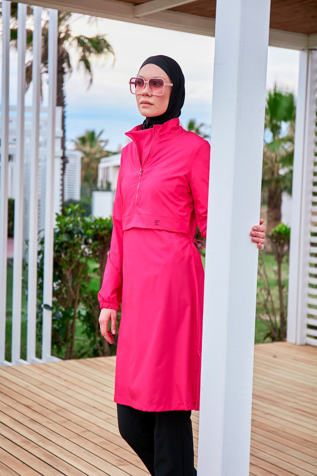 Woven Pink Burkini Modest Swimwear M2408 - Glamourous Grace