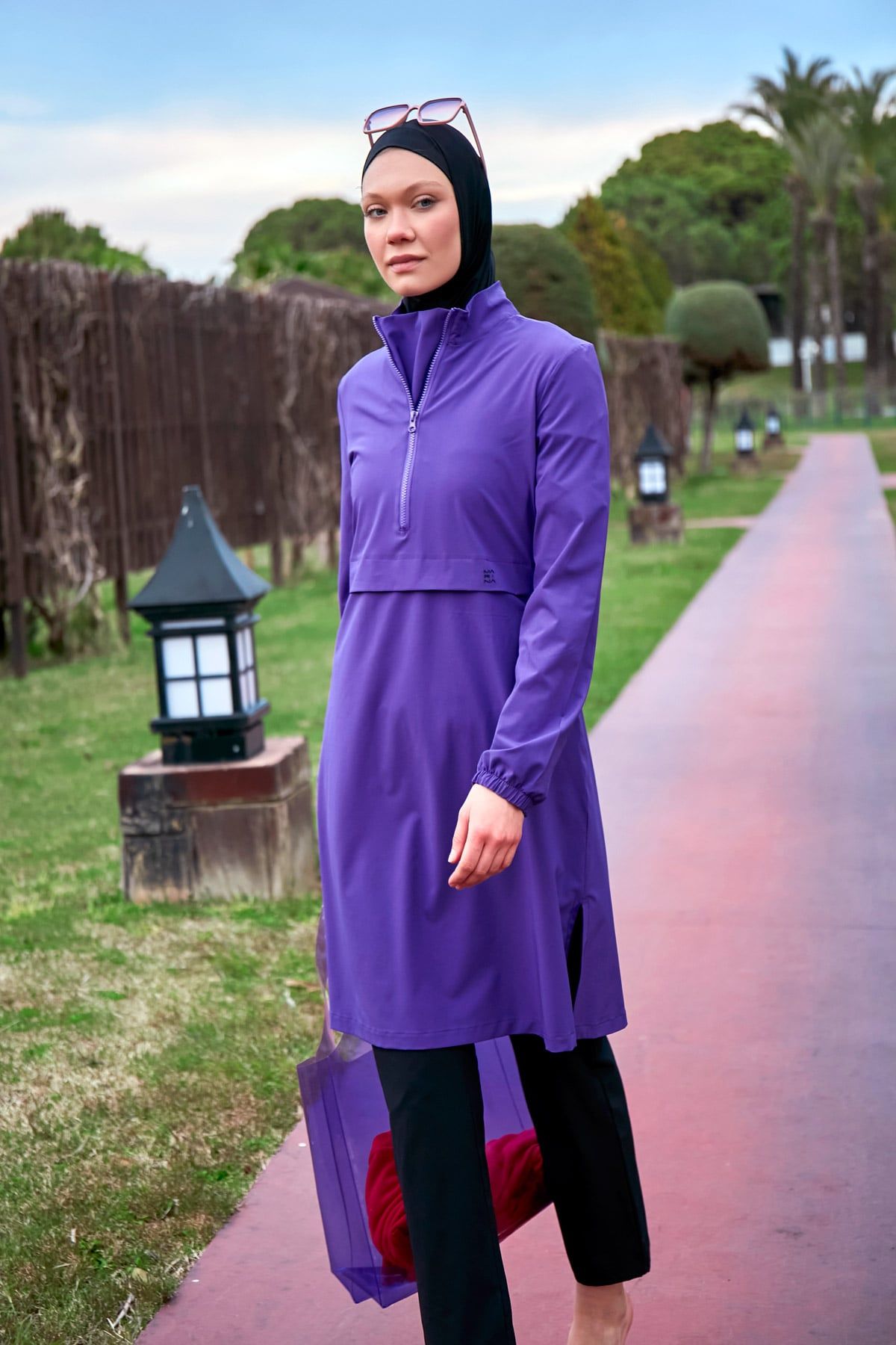 Woven Purple Burkini Modest Swimwear M2409 - Glamourous Grace