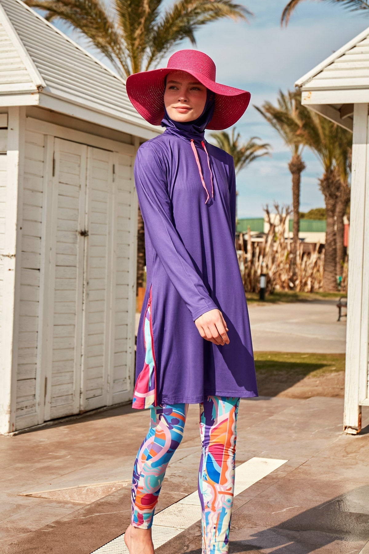Lycra Purple Burkini Modest Swimwear M2496 - Glamourous Grace