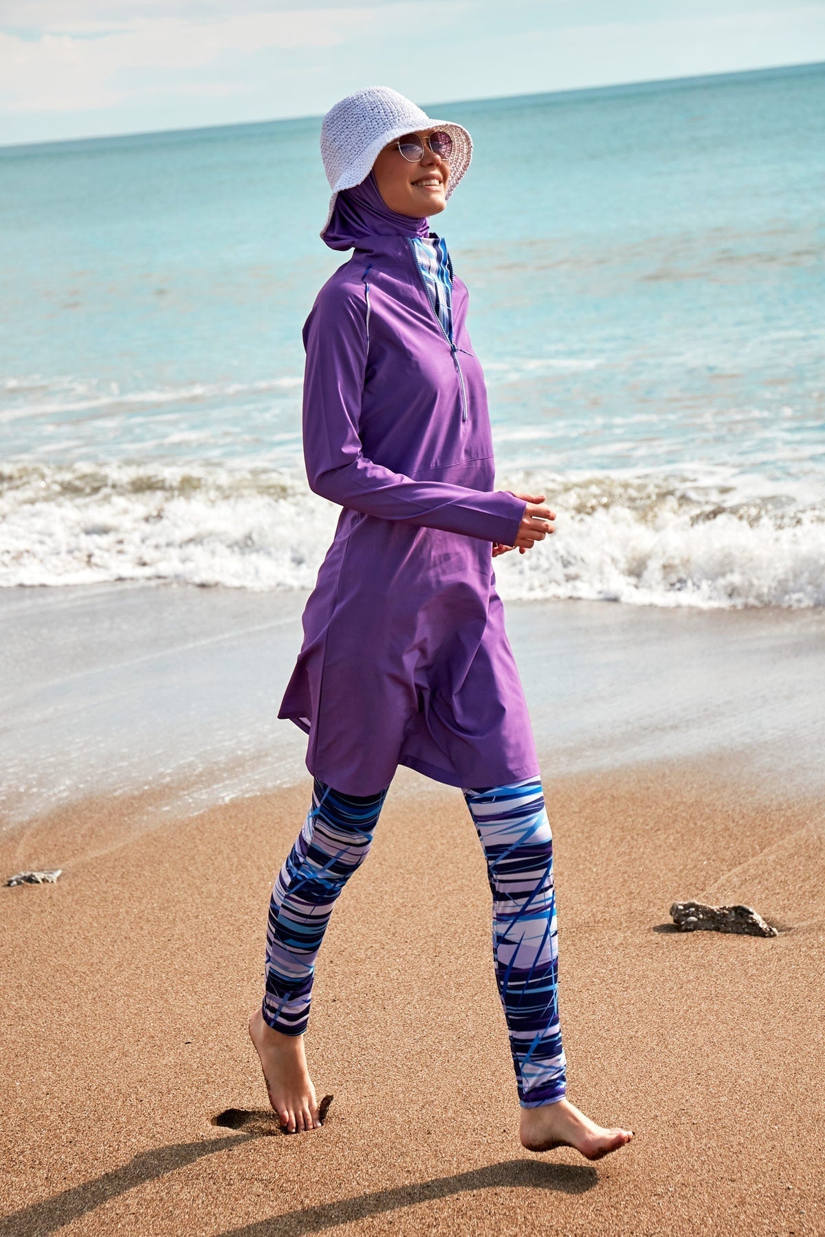 Woven Purple Burkini Modest Swimwear M2492 Marina Modest