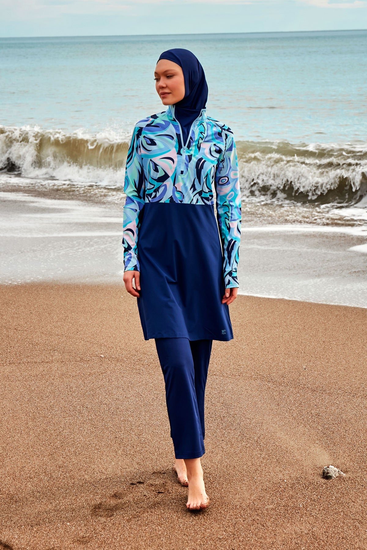 Woven Navy Burkini Modest Swimwear M2498 - Glamourous Grace