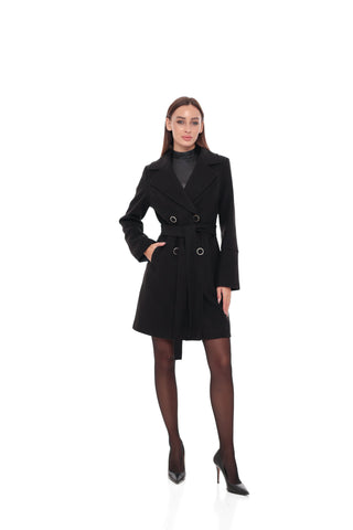 Zuri Cashmere Blend Overcoat in Black