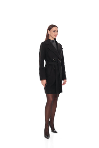 Zuri Cashmere Blend Overcoat in Black