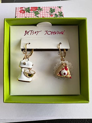 Betsey Johnson Gold Tone Stand Mixer and Pie Slice Baby Cakes Drop Earrings