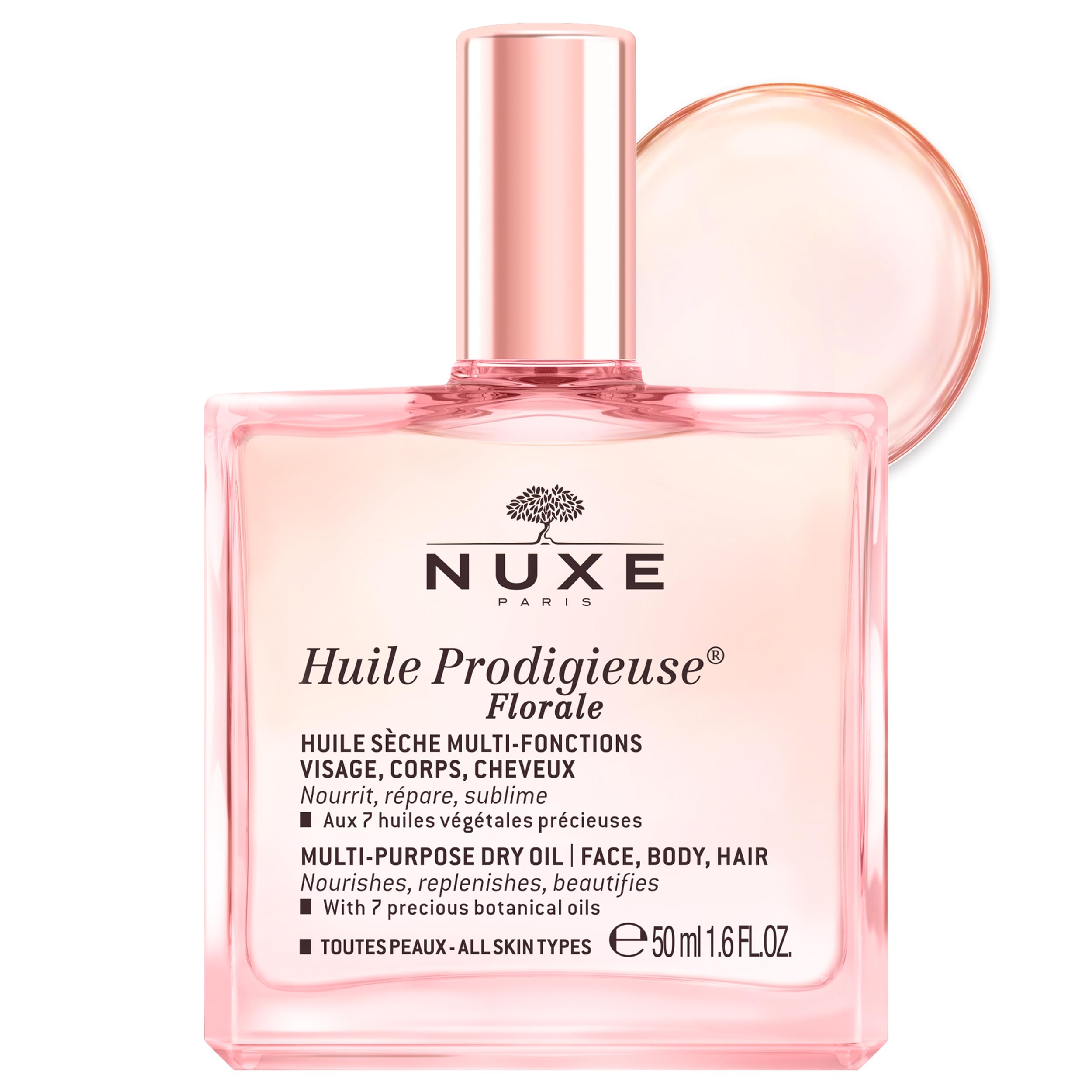 Nuxe Huile Prodigieuse Florale: Multi-Purpose Floral Dry Oil for Intense Hydration, Natural Radiance for Face, Body & Hair - 50ml - Glamourous Grace