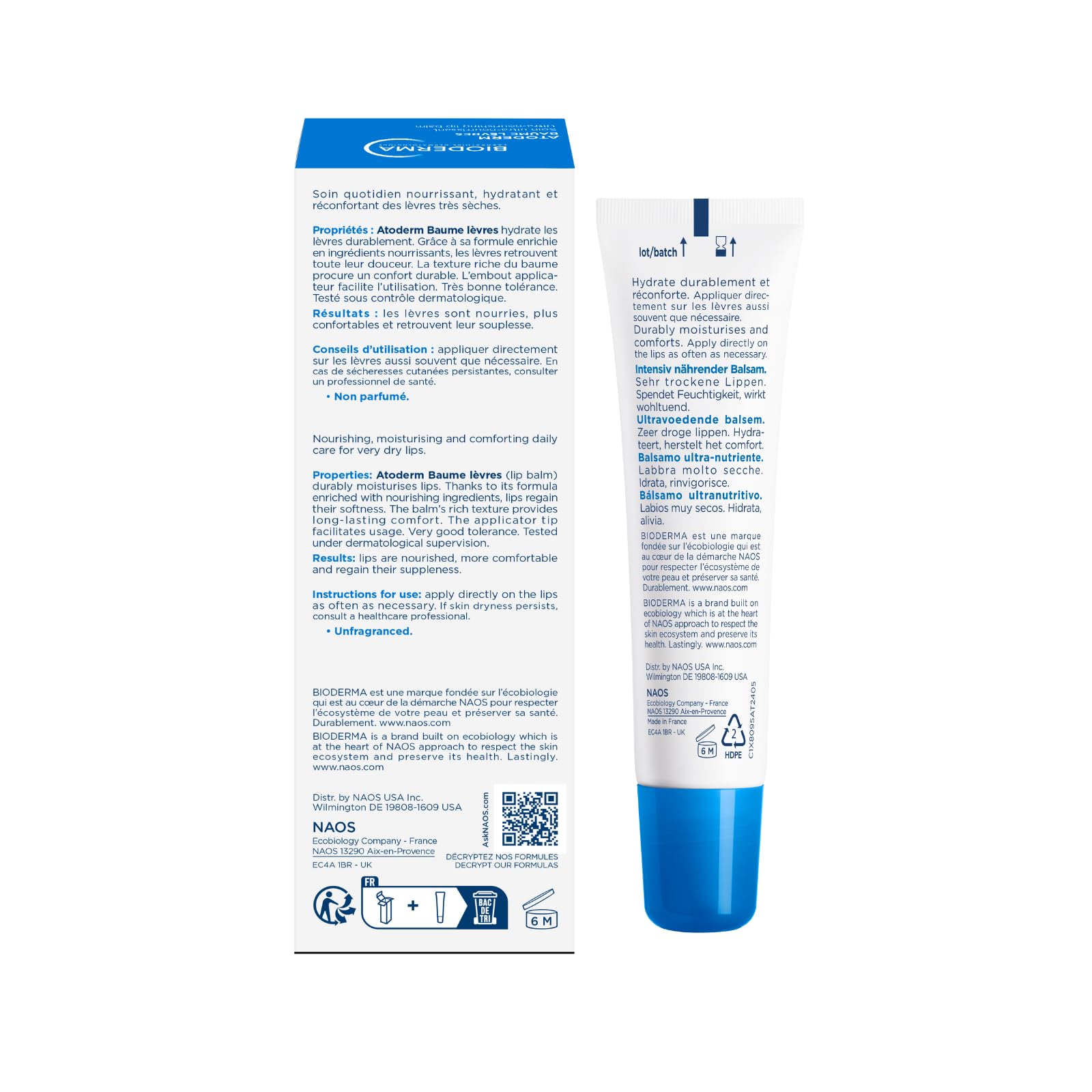 Bioderma Atoderm Lip Balm - Moisturizing Lip Care with Shea Butter & Avocado Oil for Dry, Chapped Lips - Glamourous Grace
