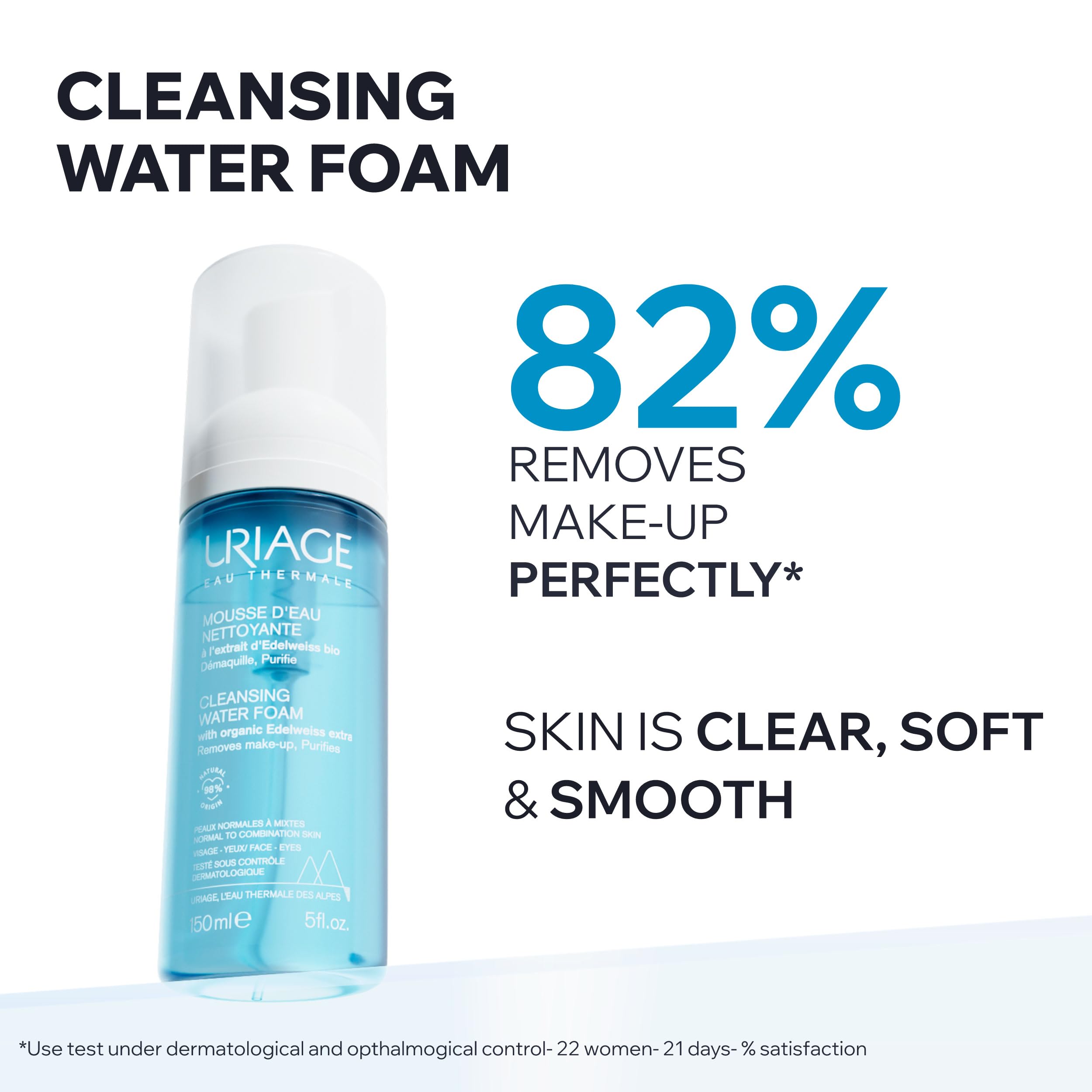 Uriage Gentle Facial Cleansing Foam & Makeup Remover - Suitable for Normal & Combination Skin Types - Glamourous Grace