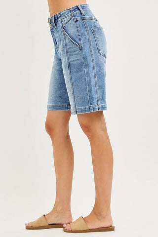 RISEN 2-Button Slouchy Bermuda Shorts with Pockets