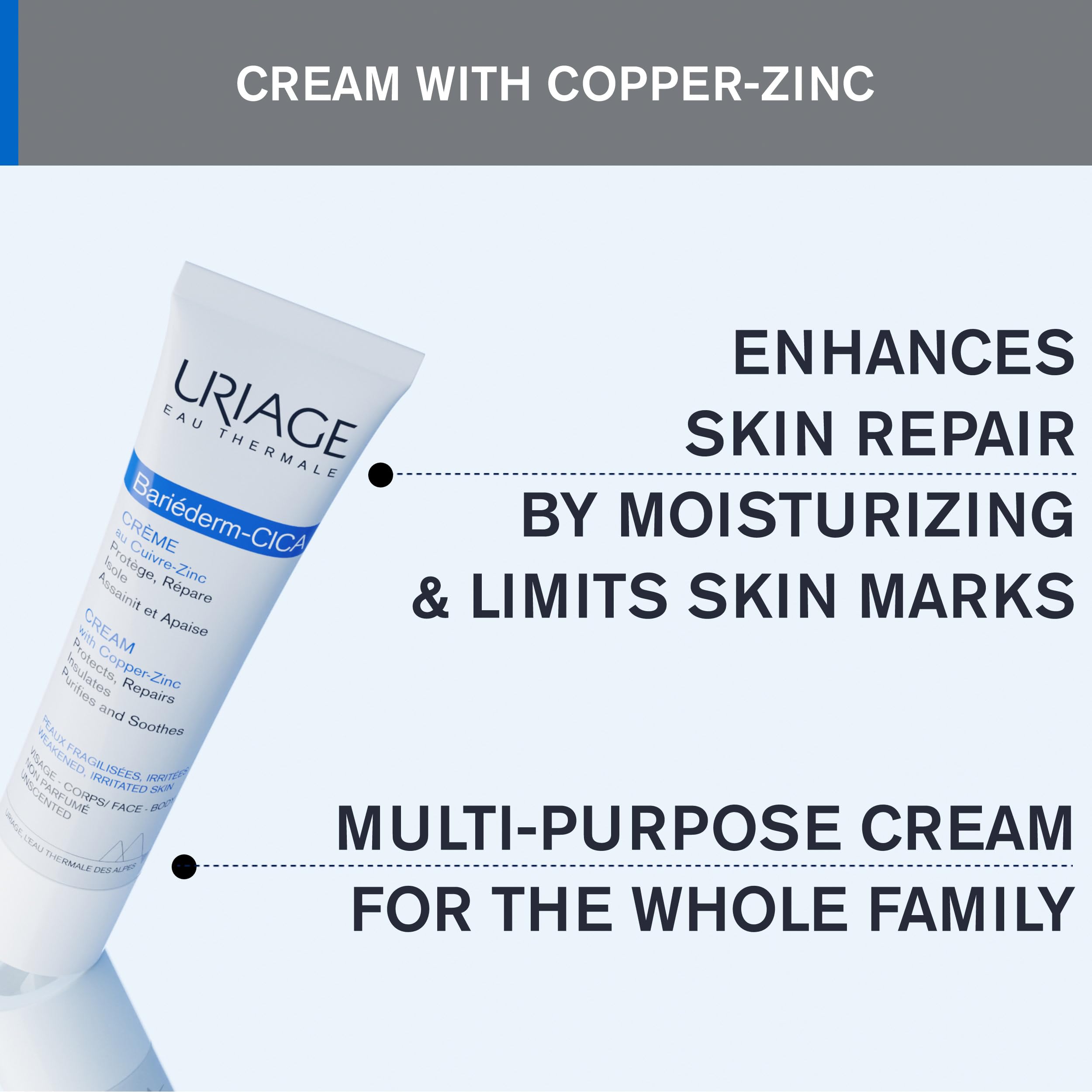 Uriage Bariederm Cica Cream - Soothing Moisturizing Cream for Sensitive Skin, Hypoallergenic & Fragrance-Free - Glamourous Grace