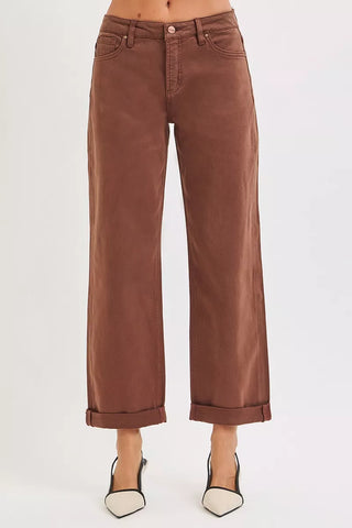 RISEN Tummy Control Mid Rise Ankle Barrel Baggy